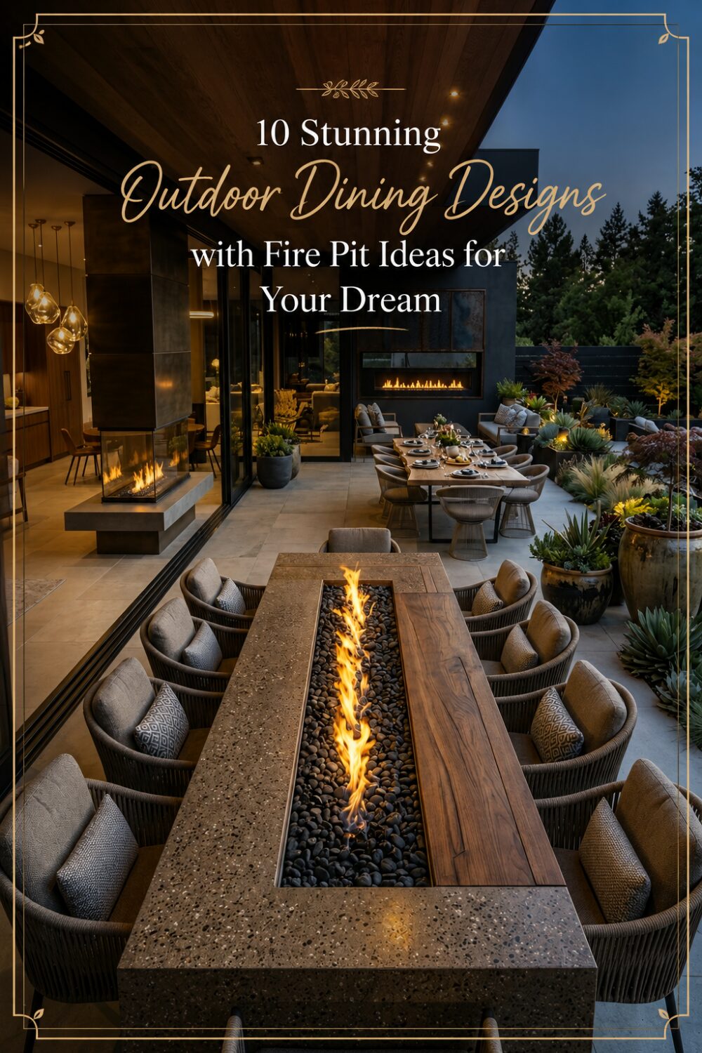 10 Stunning Outdoor Dining Designs with Fire Pit Ideas for Your Dream.